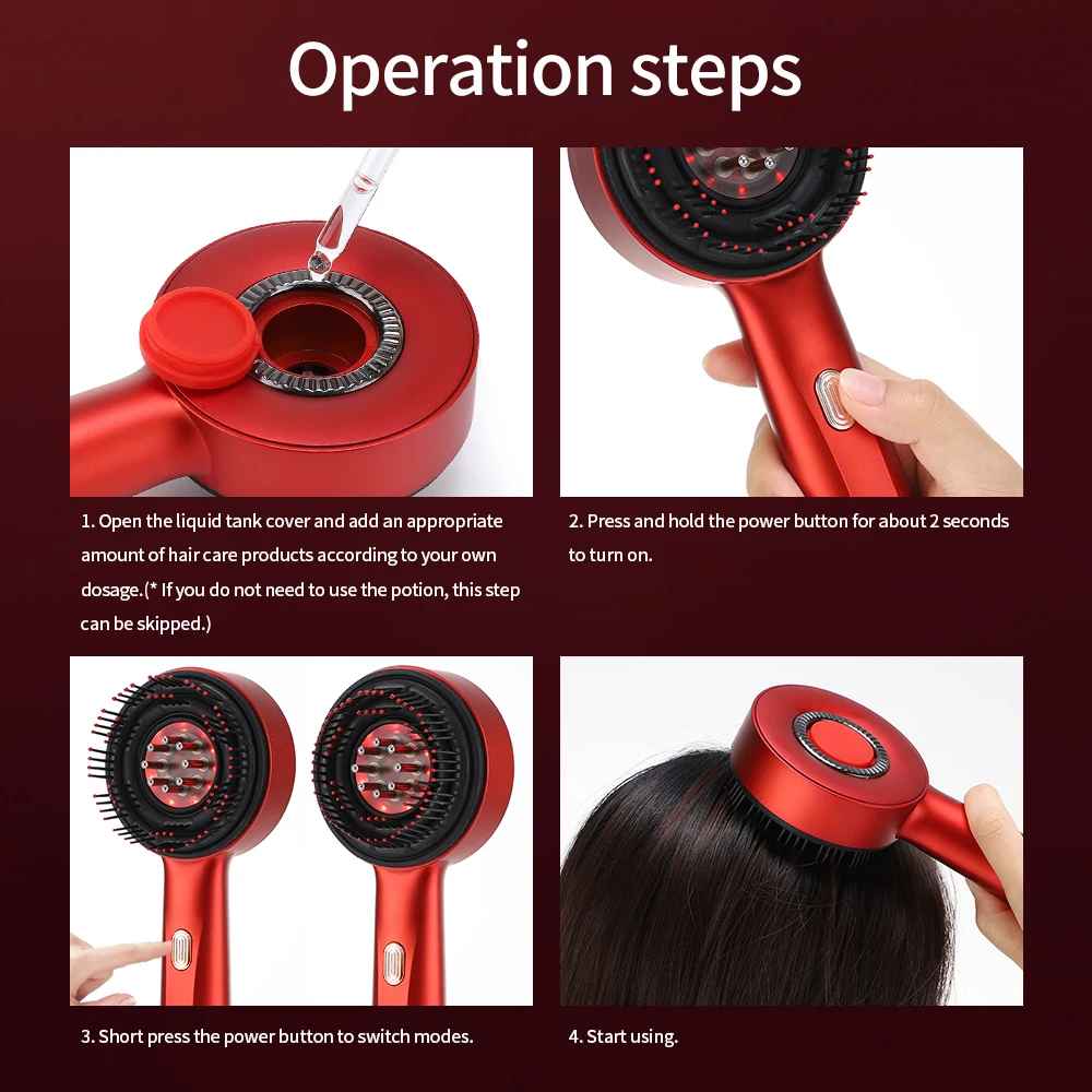 Electric Massage Brush with Red Light Therapy β Grow Your Hair and Care for Your Scalp